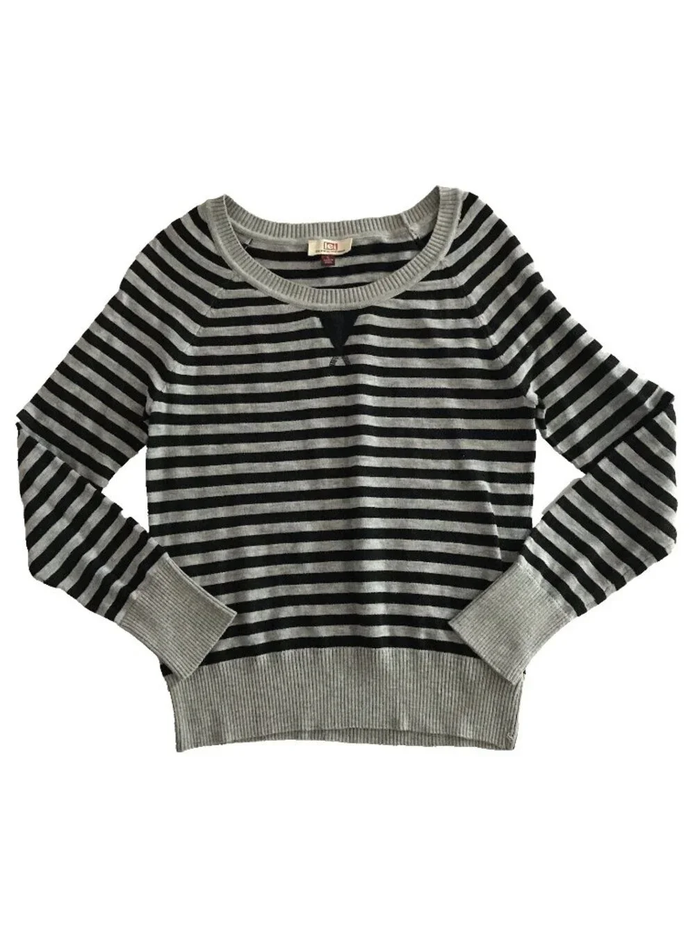 Y2K LEI Sweater Large Pullover Striped Metallic Cyber Mall Goth Grunge Rave Jrs